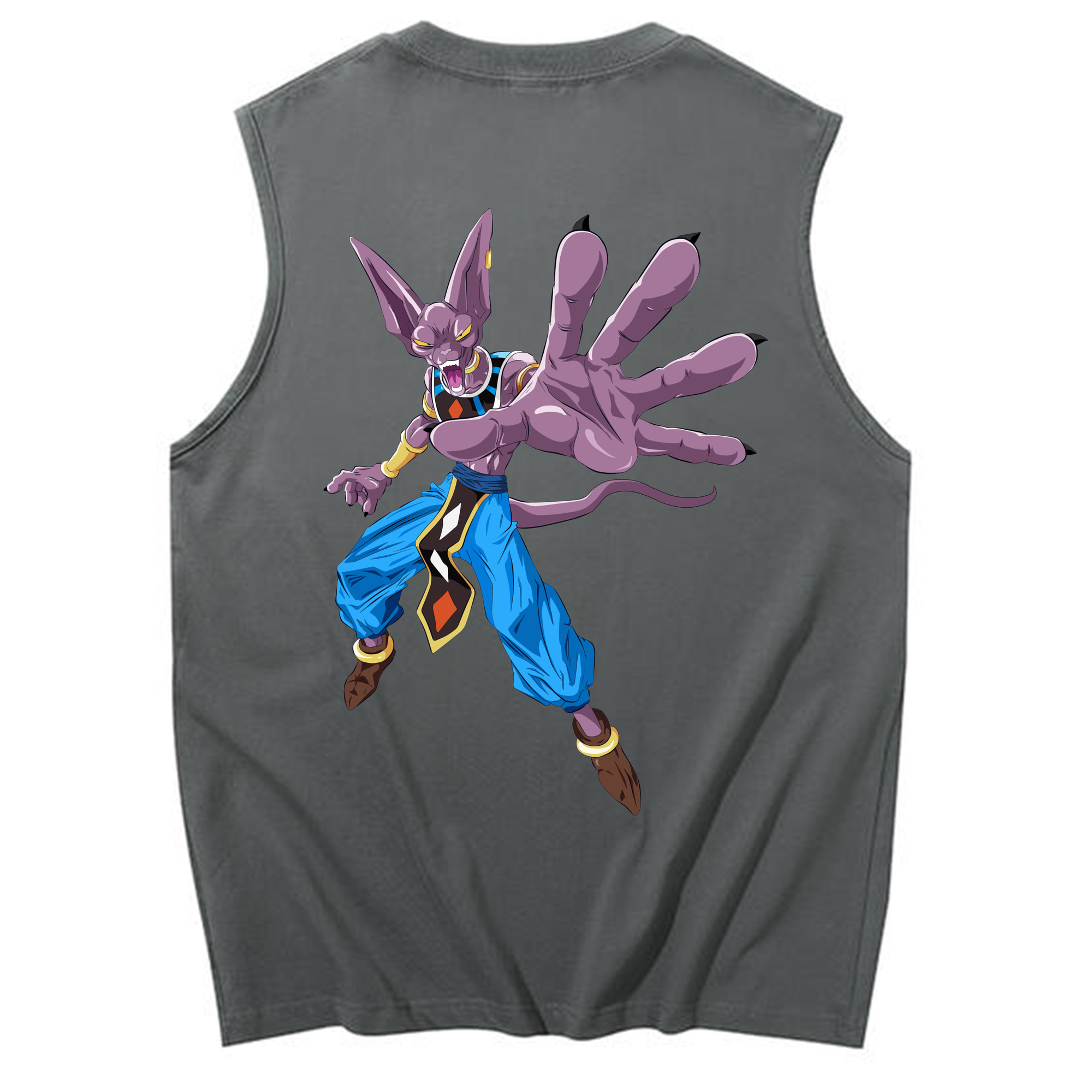 （画像用） ドラゴンボール ビルス 破壊神ビルス DRAGON BALL Beerus Birusu コットン100％タンクトップ（背面プリント）